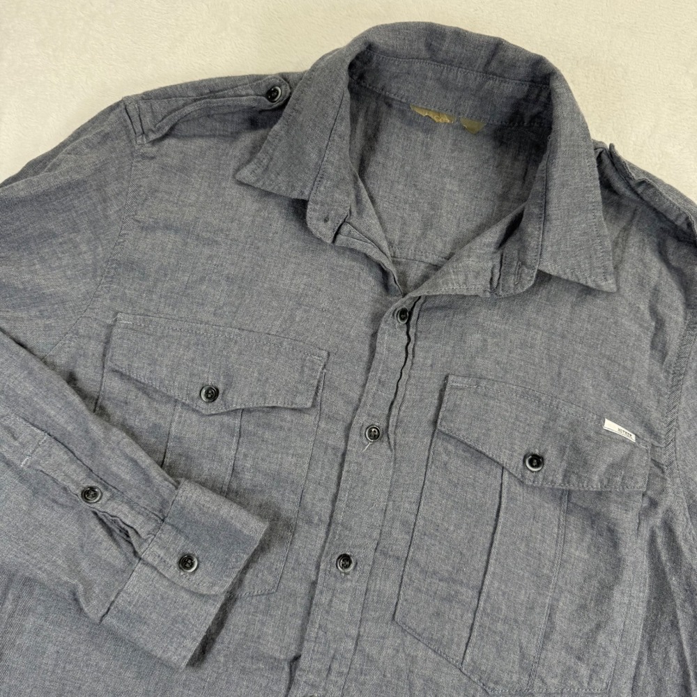MOTHER Womens Gray Cotton Utility‎ Button Down Shirt Long Sleeve Size L 7632